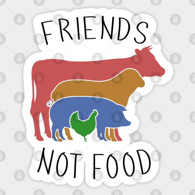 Friends Not Food - Vegan Farming Hippie Sticker by displace_design